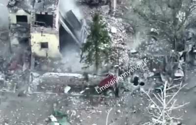 Ukranian gets hit by artillery shell, then gets finished off by an anti tank mine.