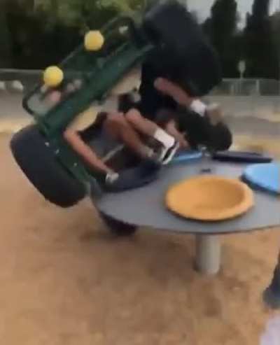 Deciding to put playground equipment on top of other playground equipment