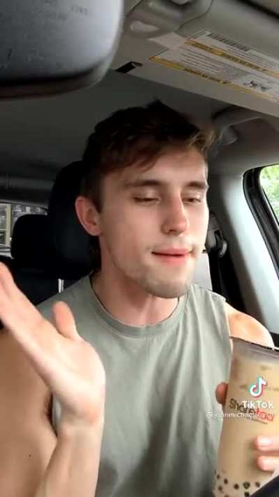 Drinking bubble tea