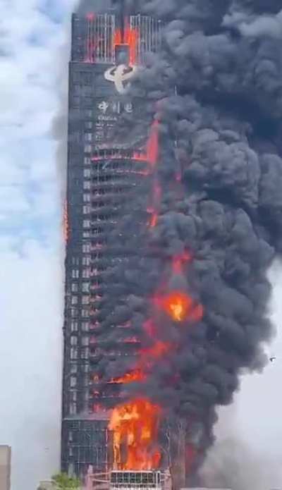 Changsha China Telecom Building Fire Today 长沙荷花园<wbr>电信大厦火<wbr>灾
