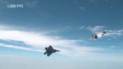 F-22 and F-16 during a series of high-speed aerial maneuvers captured in Super Slow Motion [Video]