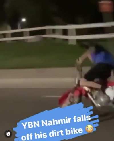 YBN Nahmir falls off his dirt bike