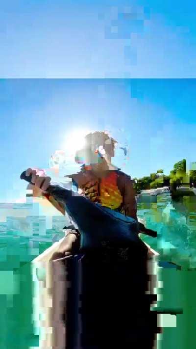 Dumbfuck thinks it's funny to invite girls onto his jet ski, and then kick them off again