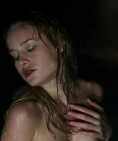 Brie Larson playing with her tits
