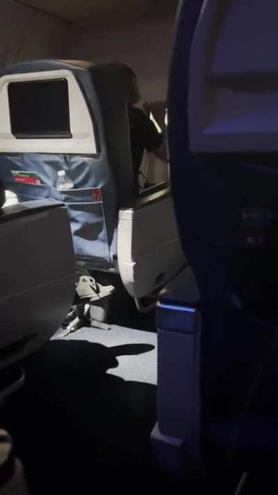 This airplane passenger yelling at a football game.