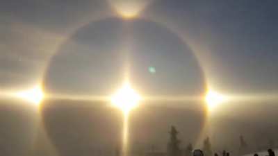 A solar parhelion, also known as a sun dog.