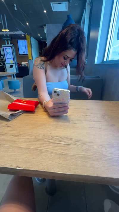She decided to squirt inside McDonald's