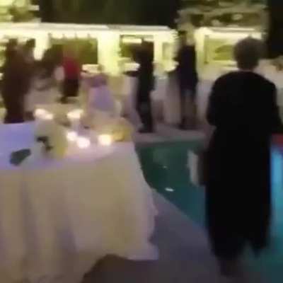 Grandma thought that the pool was the dancing floor...