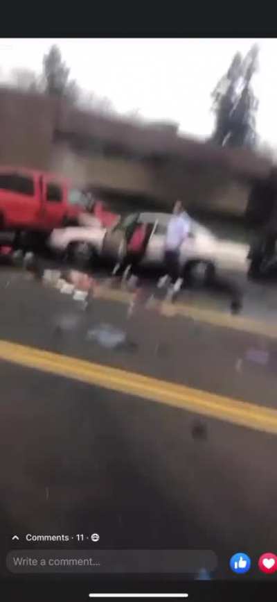 Aftermath of a crash that occurred this morning. 1 dead 2 injured
