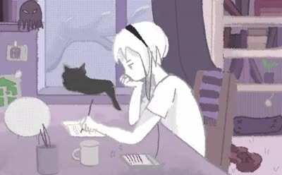 I made a little animation of rose studying based of the lofi animation, i made in my cellphone so its not 