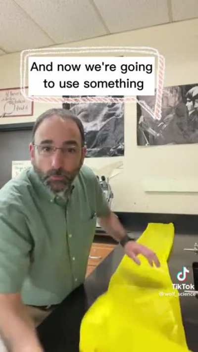 Physics teacher shows the Bernoulli principle