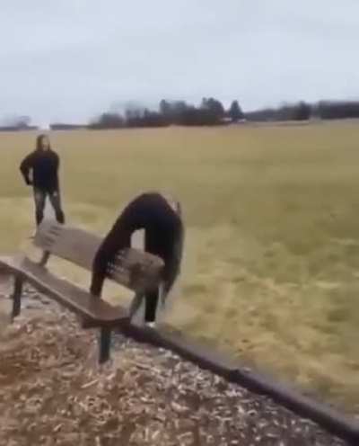 Amateur gymnast attempts a vault
