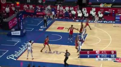 [Highlight] Ben Simmons gets the steal and uses the sweet handles to find Seth Curry for the 3