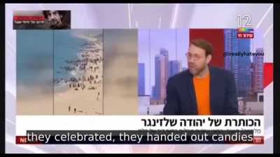 “These people there (in Gaza) deserve death. A hard death, an agonizing death. And instead we see them enjoying on the beach, having fun... There are no innocent people there in the Gaza Strip..., Israeli journalist Schlesinger on Channel 12.