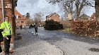 Cyclist tries to take down barrel