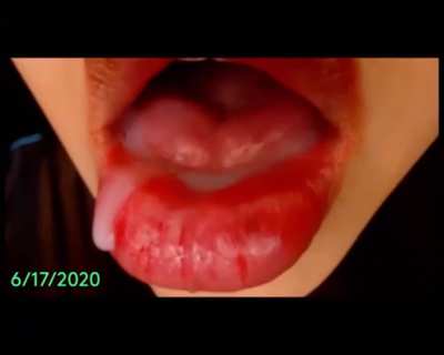 Longmint shoots a big load and eats her own cum