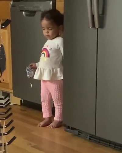 Pretending to be asleep when she got caught stealing snacks
