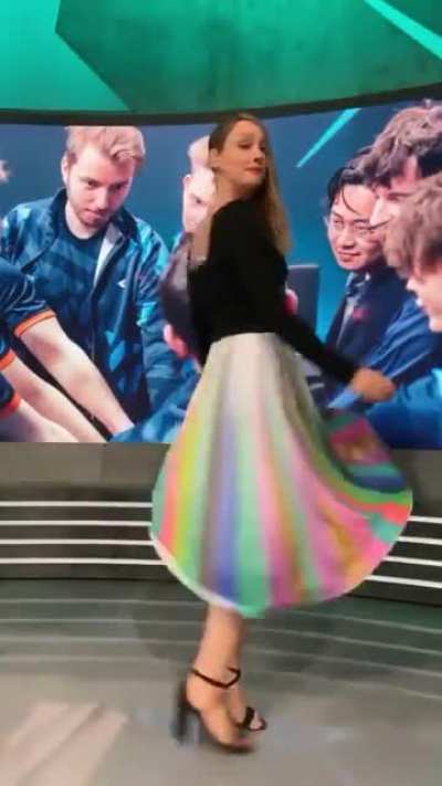 Showing off her dress