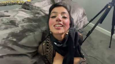 British Wife Cum on Face Cumshot Facial