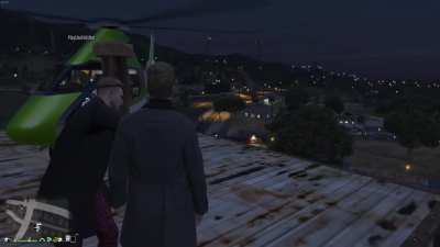 My friend trying to hit me off a platform in GTA Online