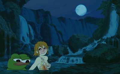 Apustaja and Aspie swimming in the moonlight