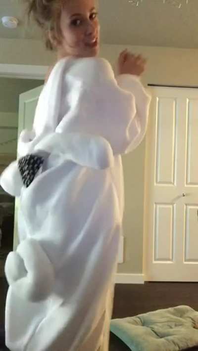 A happy and topless bunny