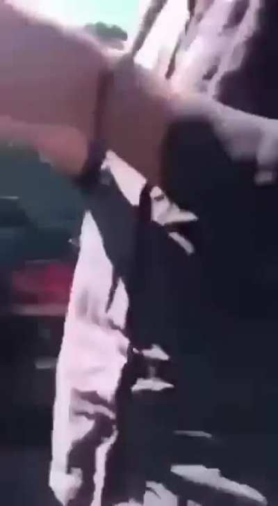 Pro mandate Karen rams into car.
