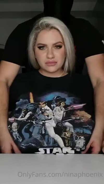 lucky guy helps drop these massive tits