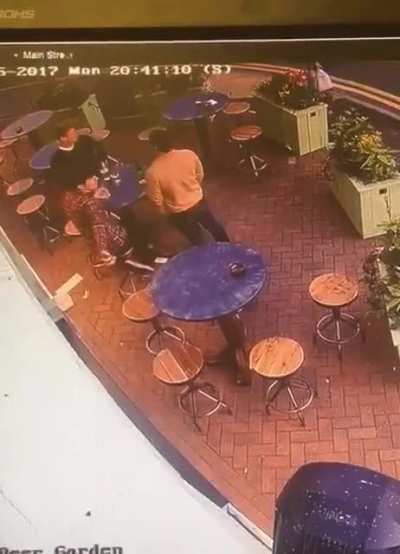 Someone tried to throw a rock through a Beer Garden window