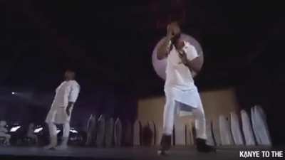 Kanye and Cudi performing “Hear<wbr>tless<wbr>” together. Personally, love Kanye’s haunting vocals on the official, would’ve loved an alternate version with Cudder.