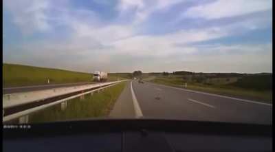 Guy tries to brake check with a bike and gets hit.