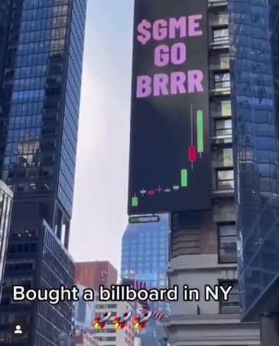 r/wallstreetbets member bought a billboard ad celebrating Gamestock price rally in Time Square
