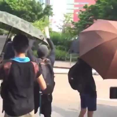 Protestors In Hong Kong Cutting Down Facial Recognition Towers.