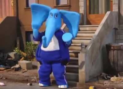 blue elephant with crack