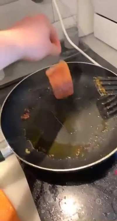 Buddy tried cooking some salmon