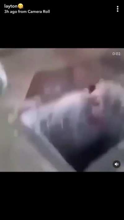 Man tries to jump over a big hole and falls