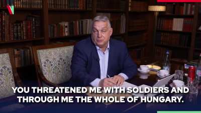 RU POV: Hungarian PM Viktor Orbán reacted to Zelenskyy's threat, saying that Hungarians cannot be blackmailed and that he will not be threatened.