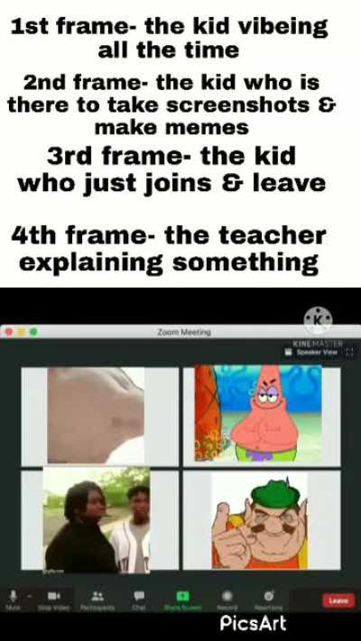 Online classes explained in a meme