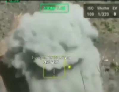 Russian Stormtrooper dropping TMK-2 anti-tank mine and grenade inside Ukrainian dugout.