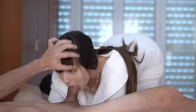 he came straight into her throat
