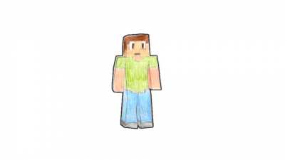 I drew my minecraft character doing... something.