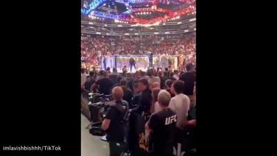 Girl gets LAUNCHED from Octagon after trying to storm the cage.Lmao.