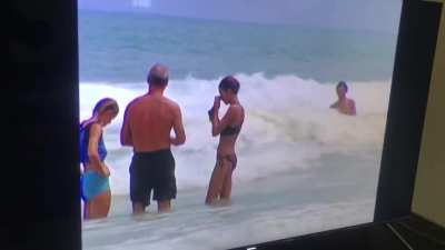 Survivor contestant is reminded of the dangers lurking in the sea