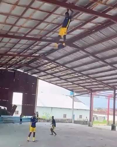 Catching the ball on the roof