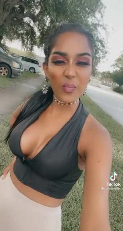 Proud of her chest