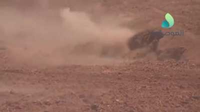 Iraqi soldiers from the 16th Division use rifle fire, explosives, and a burning tire to eliminate an  IS position South of Mosul - May 2021