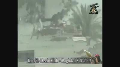 Hezbollah gets a hit with RPG-29 on M1 Abrams, unknown causalities. Iraq, 2007.