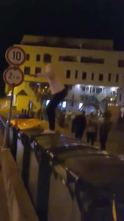 What happens when you jump on plastic bins…