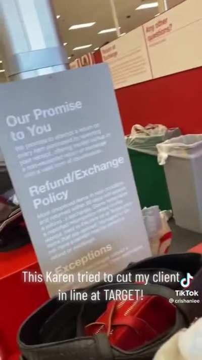 Karen attempts to cut the line to get expedited return service at Target