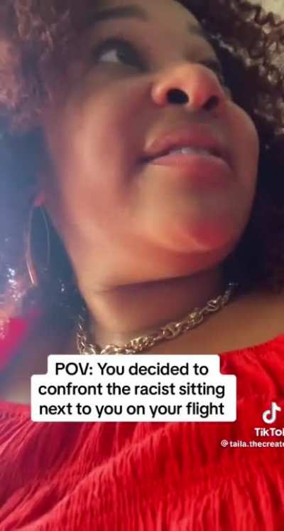 Black woman confronts racist white man texting his family that airlines should raise their prices to “weed these people out.”